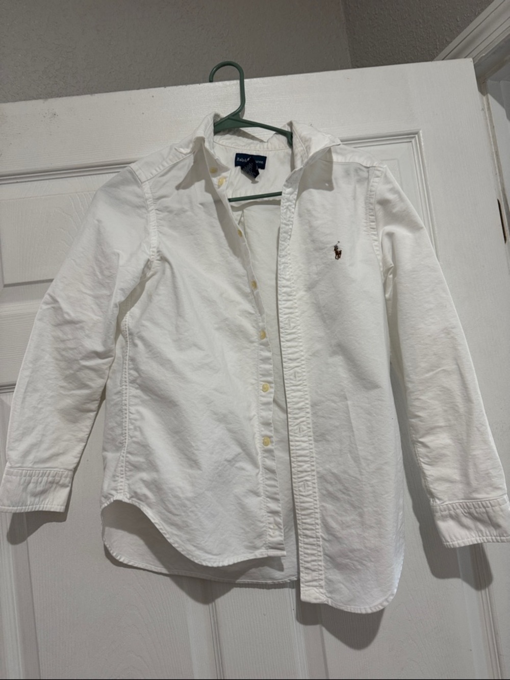 Ralph Lauren Boys White Button-Down Oxford Shirt size Med 10/12